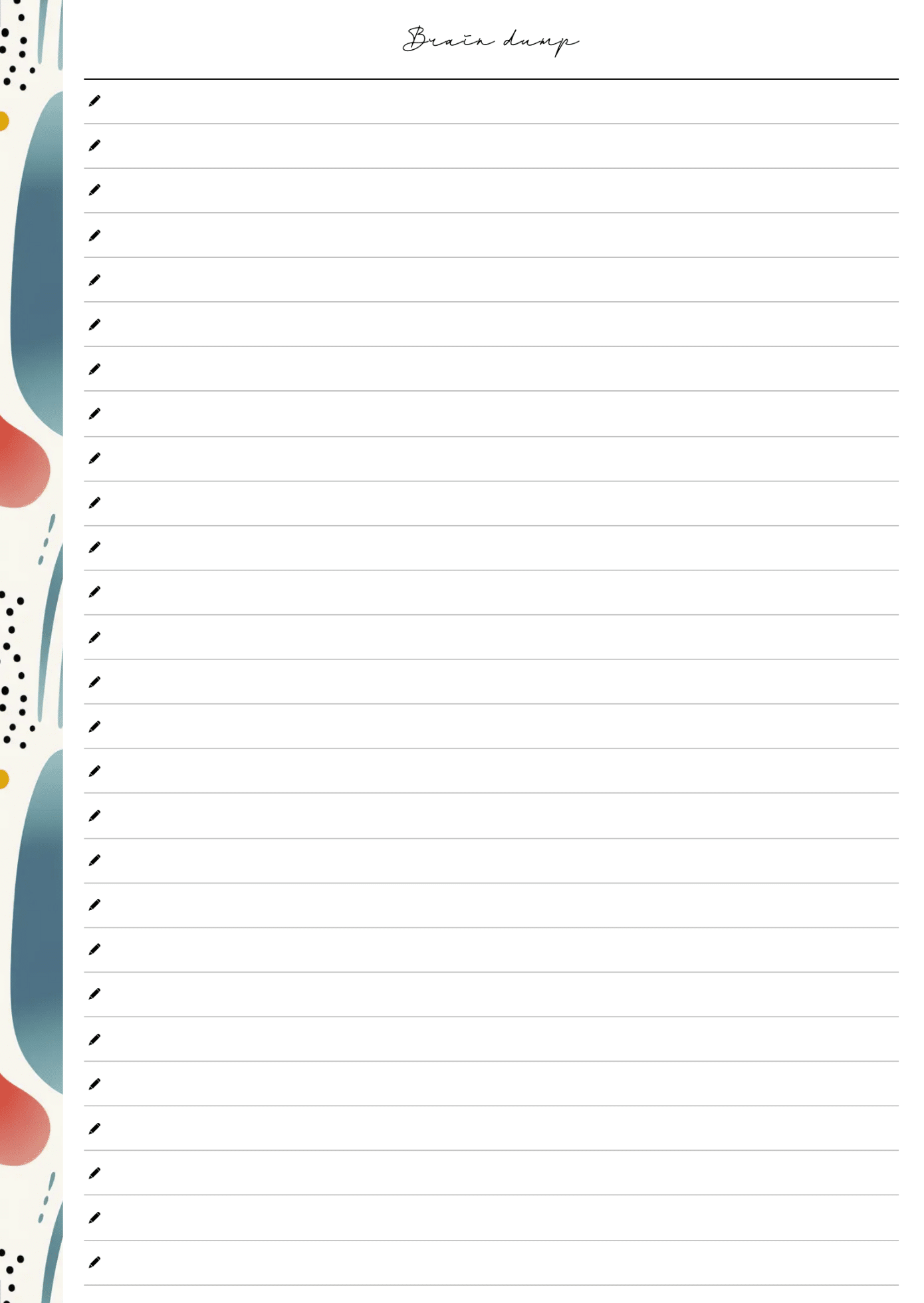 Brain Dump - Colorful Swirls - A5 & A4 Sizes