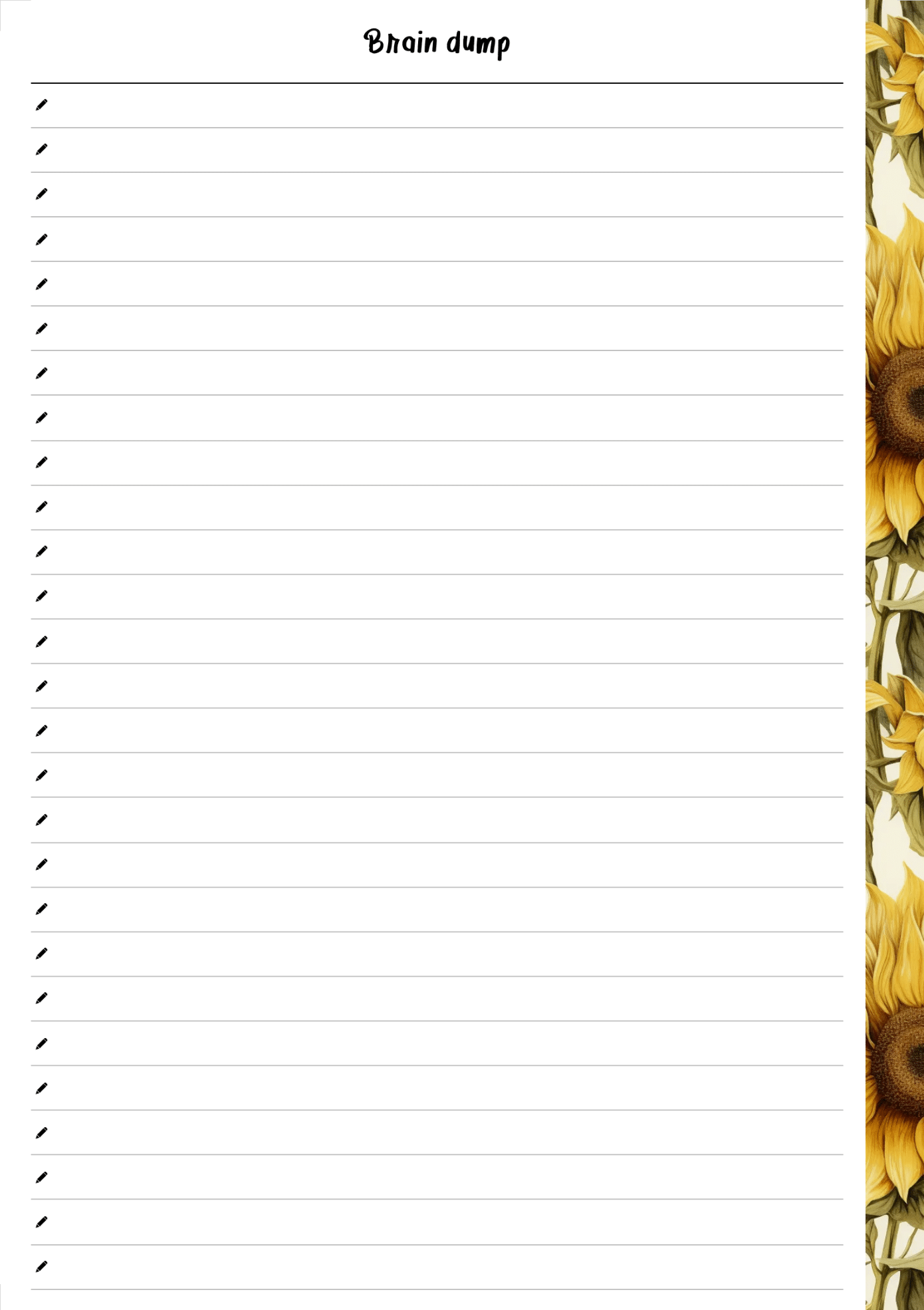 Sunflower Brain Dump