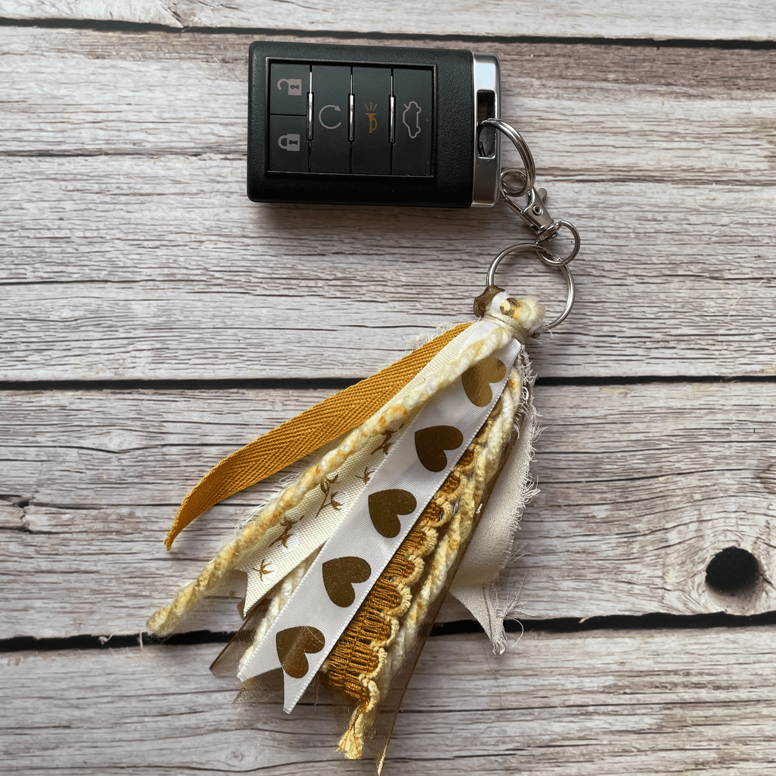 Tan Heart Keychain on Keyfob